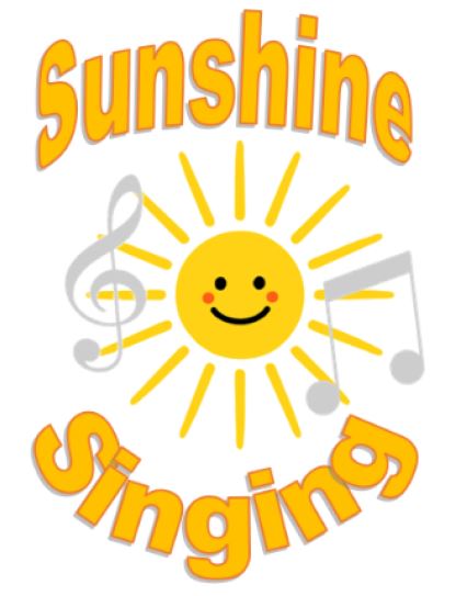 Sunshine Singing group logo containing a smiling sun and musical notations