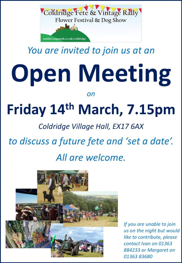 Fete Open Meeting Announcement 14th March